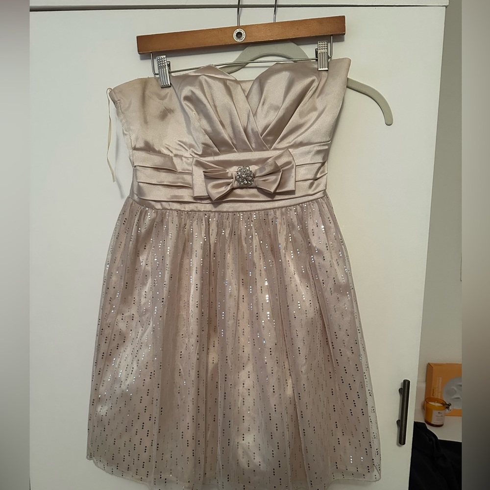 Strapless Champagne Babydoll Dress by Trixxi